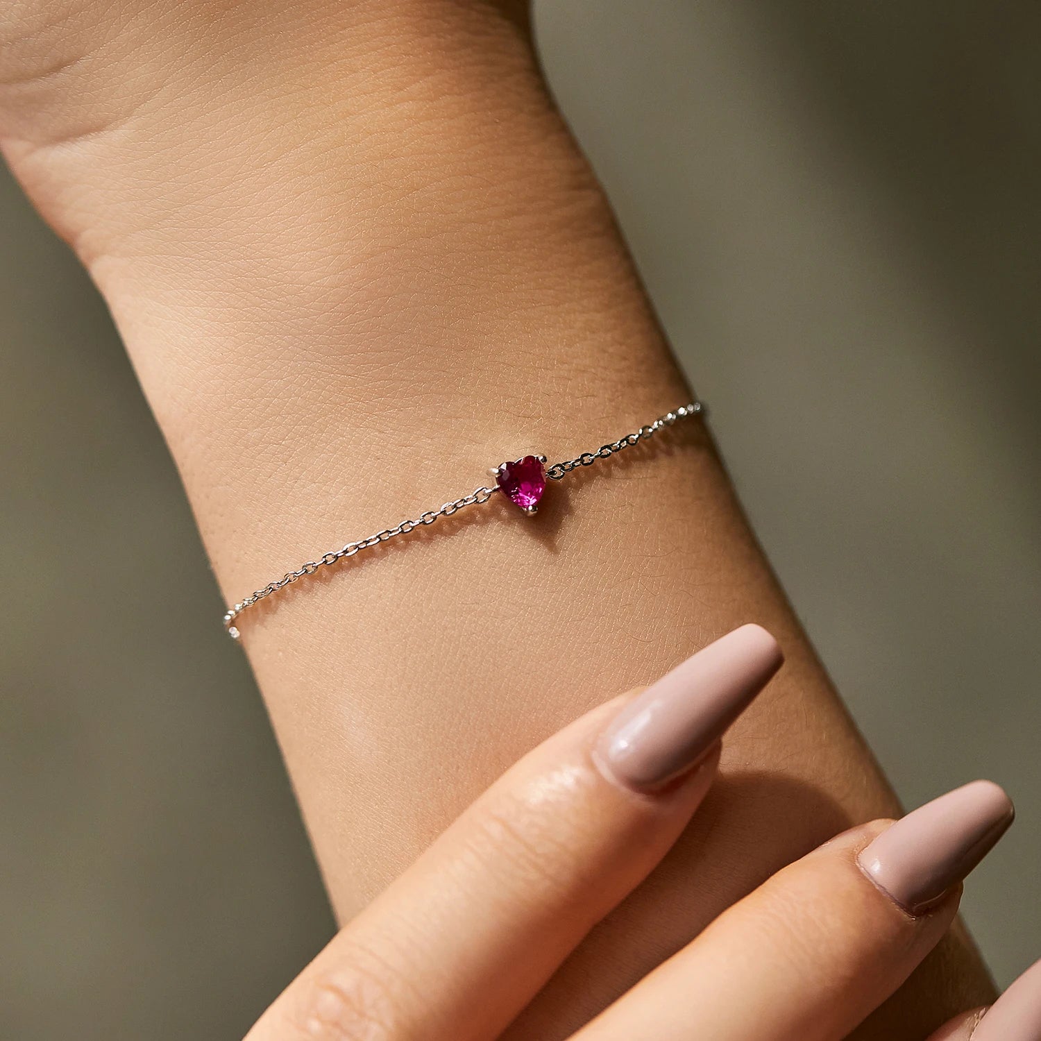 Pulseira Coração Rosa Romântico