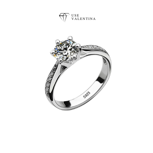 Anel Solitário Prata Elegance Diamante de Zircônia